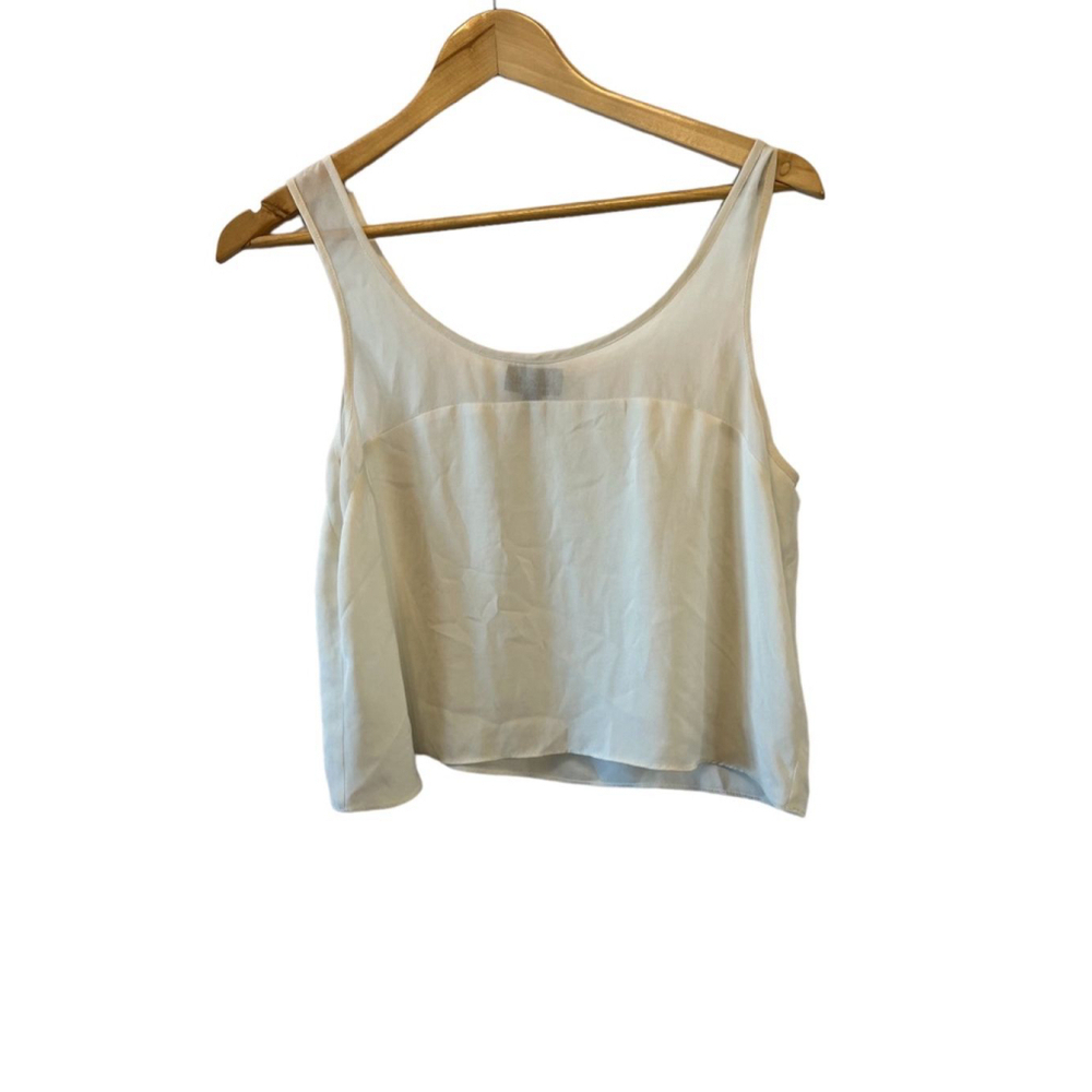 TOPSHOP Cream Semi Sheer Top Sleeveless Flowy Cream Short Tank Top 6